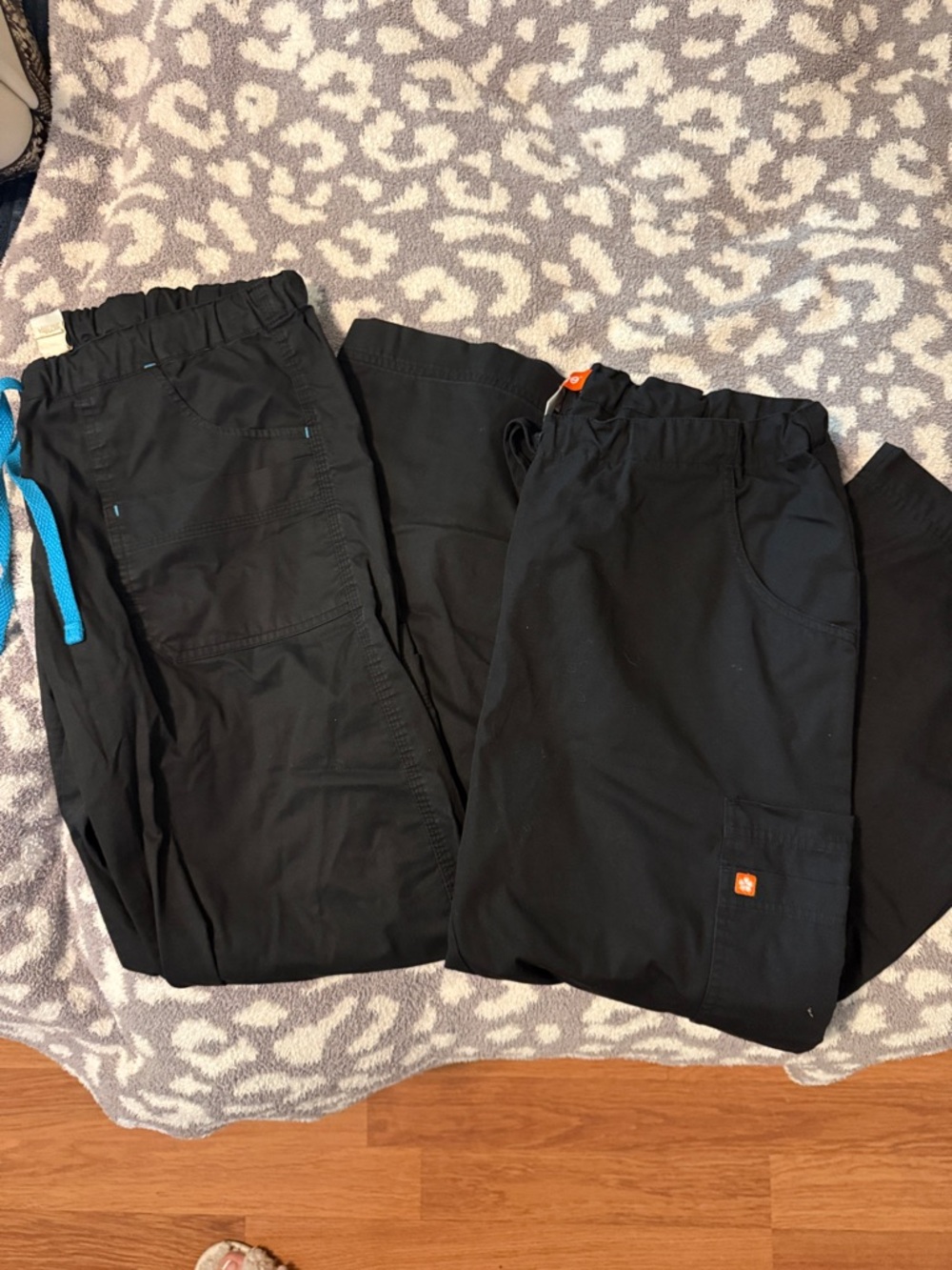 Black Scrub Pants Duo with Accent Drawstrings